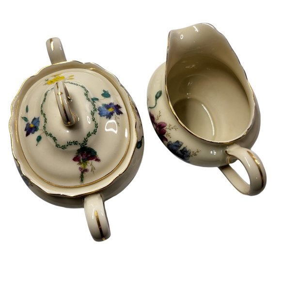 Vintage 'Wild Rose' Black Knight Hohenberg Studios Bavaria Creamer & Sugar Bowl - Picture 1 of 9